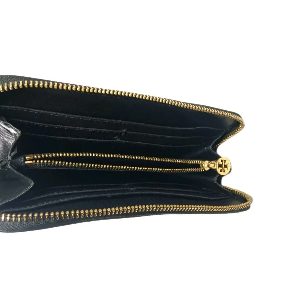 Tory Burch Zip Continental Wallet  Black Leather